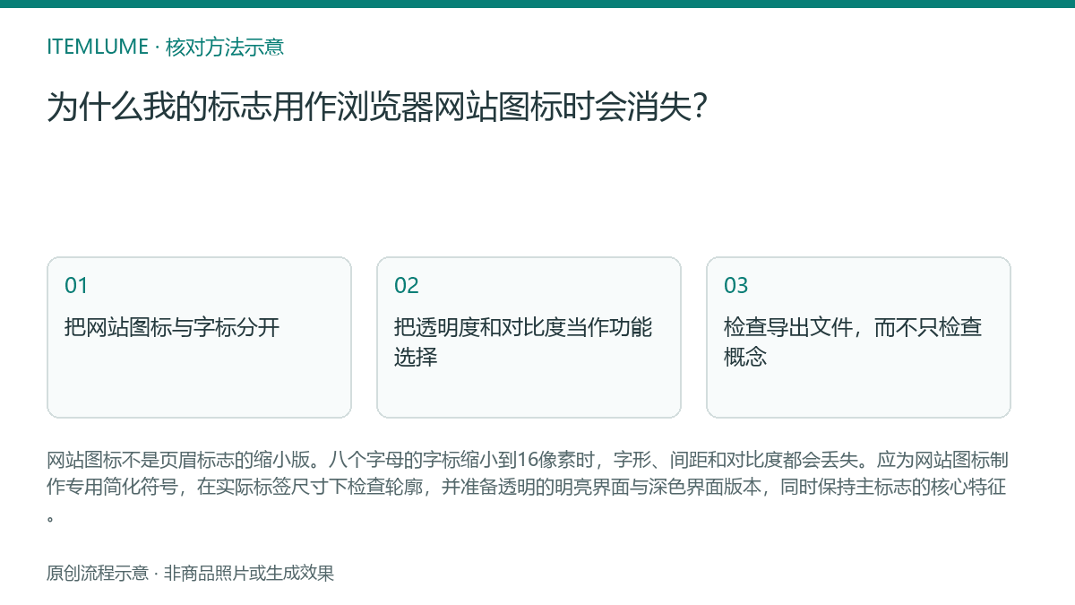 核对流程示意:为什么我的标志用作浏览器网站图标时会消失?