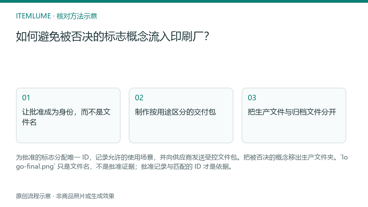 核对流程示意:如何避免被否决的标志概念流入印刷厂?