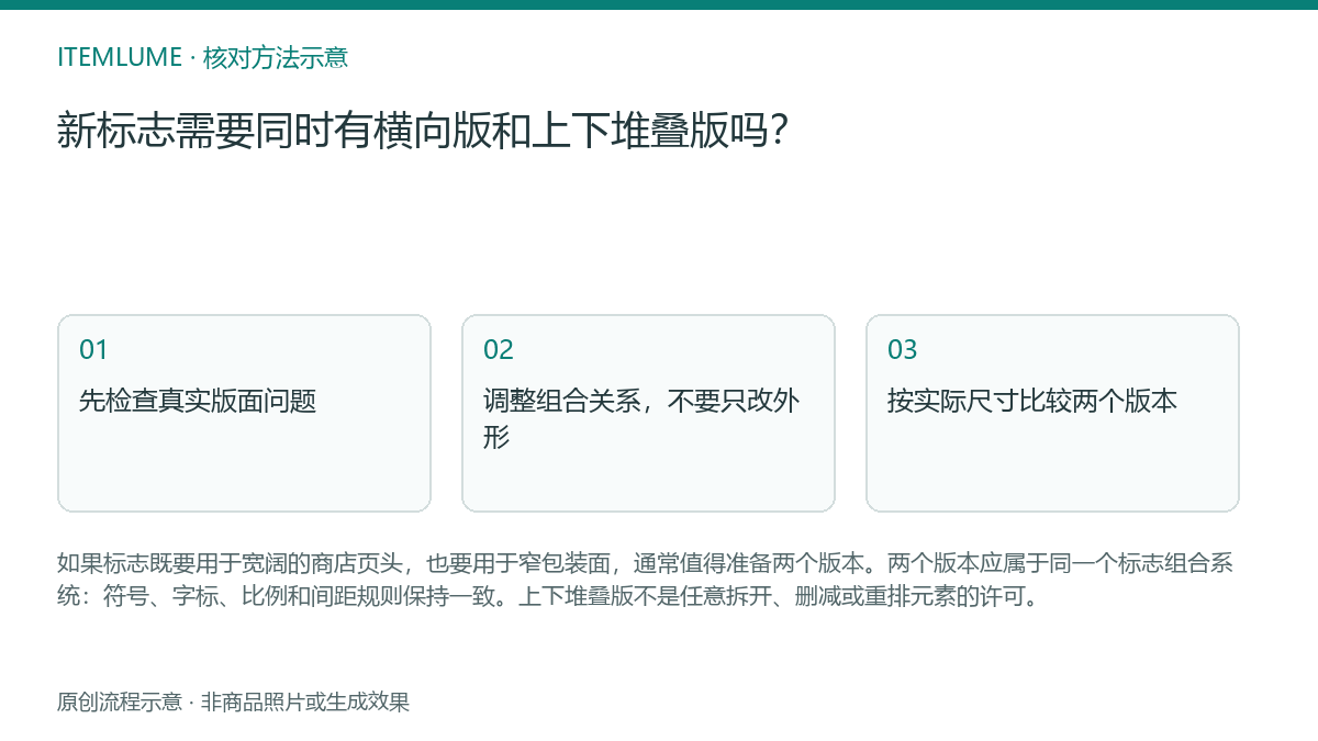 核对流程示意：新标志需要同时有横向版和上下堆叠版吗？