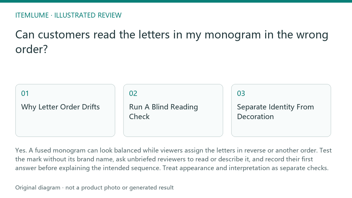Illustrated review route: Can customers read the letters in my monogram in the wrong order?