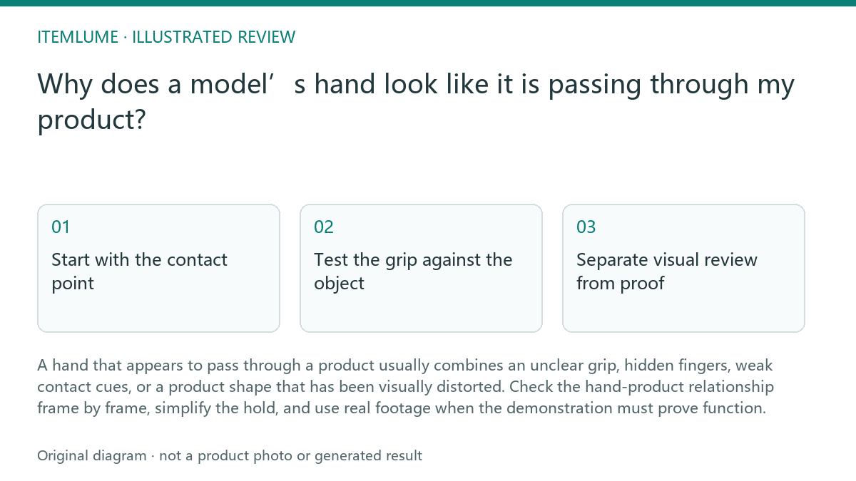 Illustrated review route: Why does a model’s hand look like it is passing through my product?
