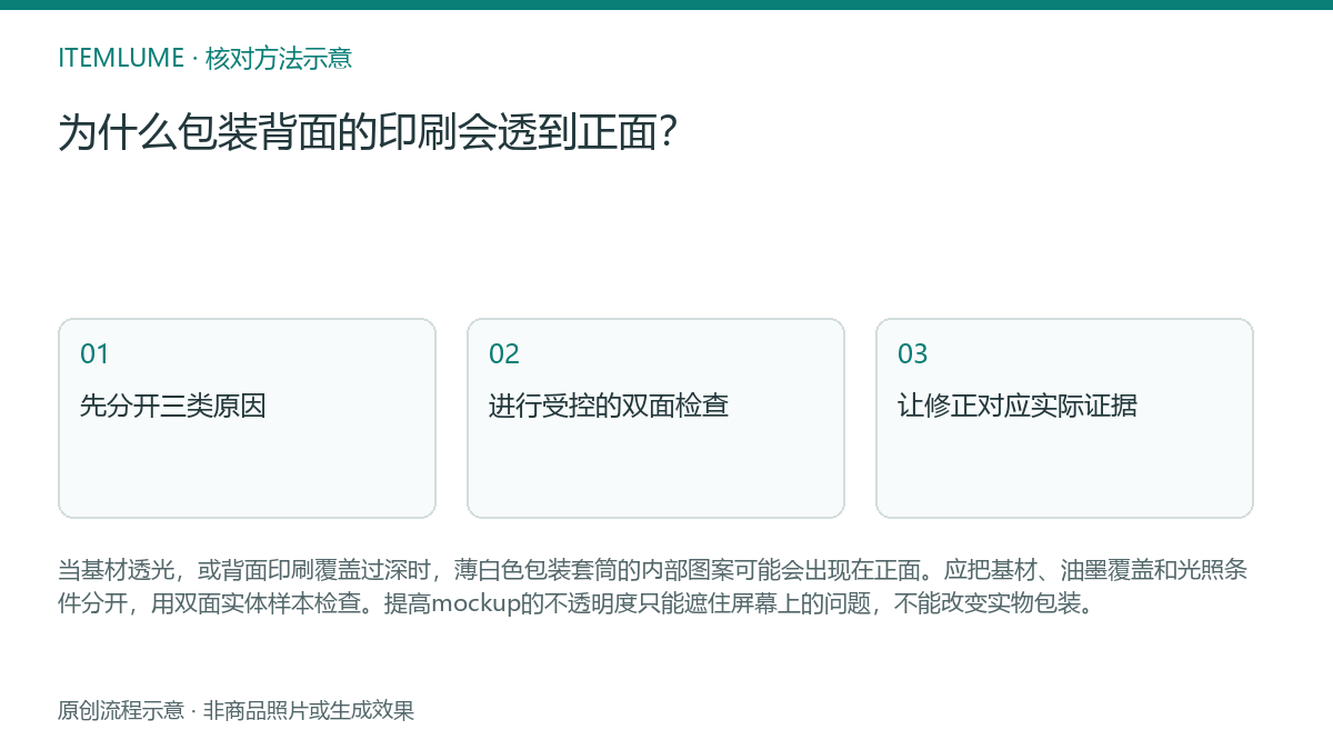 核对流程示意：为什么包装背面的印刷会透到正面？