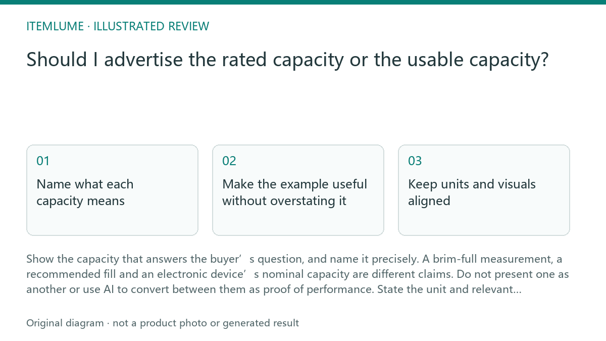 Illustrated review route: Should I advertise the rated capacity or the usable capacity?