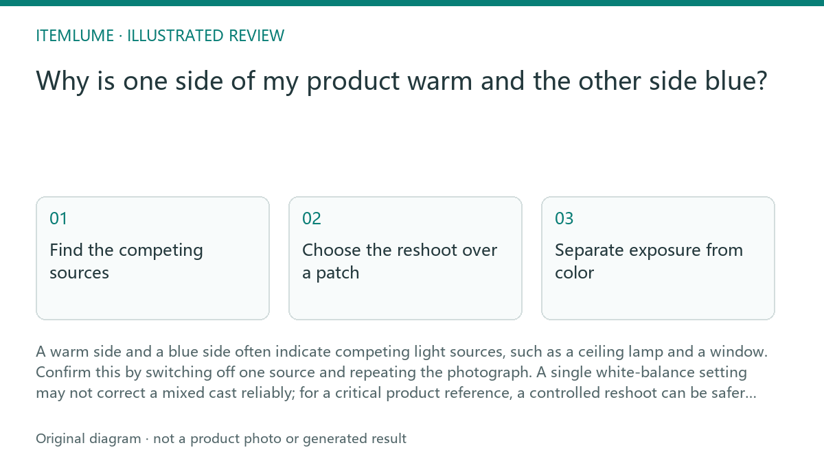Illustrated review route: Why is one side of my product warm and the other side blue?