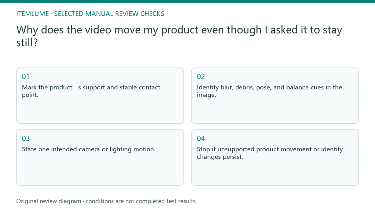 Manual review diagram for: Why does the video move my product even though I asked it to stay still?