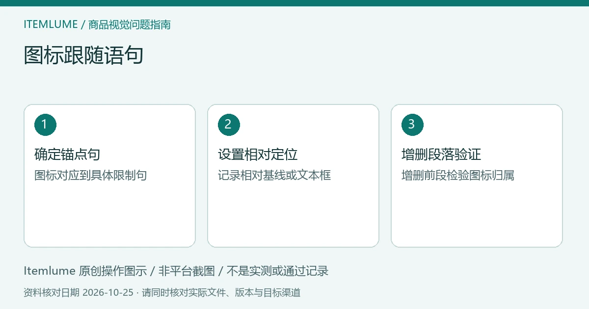 三步核对图：确定锚点句；设置相对定位；增删段落验证。