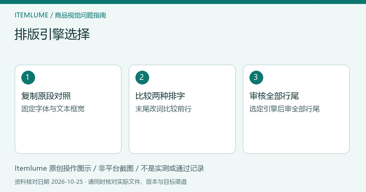 三步核对图:复制原段对照;比较两种排字;审核全部行尾。