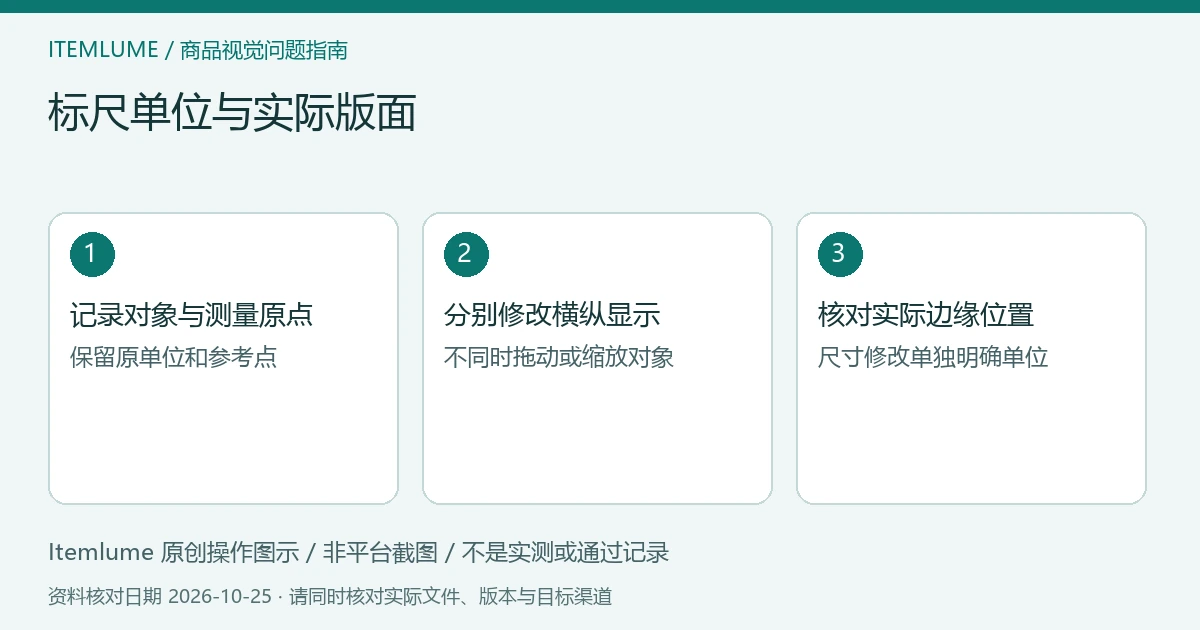标尺单位核对:记录对象、修改显示单位、复核实际版面