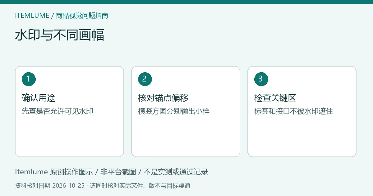 水印与不同画幅:确认用途、核对锚点偏移、检查关键区的三步示意