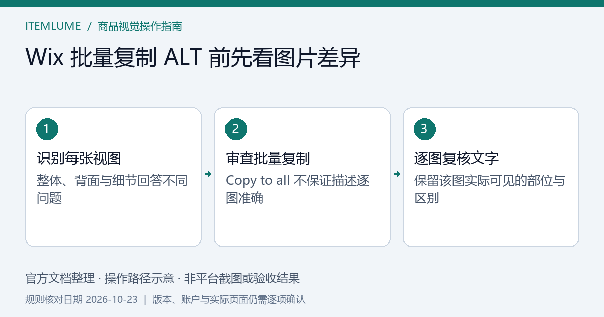 Wix Copy to all误把背面及拉链写成正面后，逐图恢复描述并回查配对